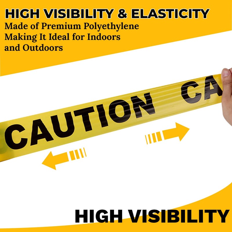 Sunroda Yellow Caution Tape 2 Pack, 3" x 656FT Total Yellow Warning Tape Halloween Caution Tape Roll, Construction Tape for Danger Hazard Areas Crime Scene Halloween Party Decorations (2 Pack 656FT) - Image 3